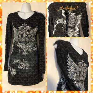 NWT- Black dress with cut out sleeves and back